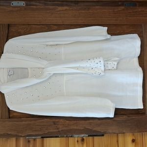 STYLE AND COMPANY OFF WHITE LONG SLEEVE DRESS WITH ATTACHED MATCHING SCARF XL